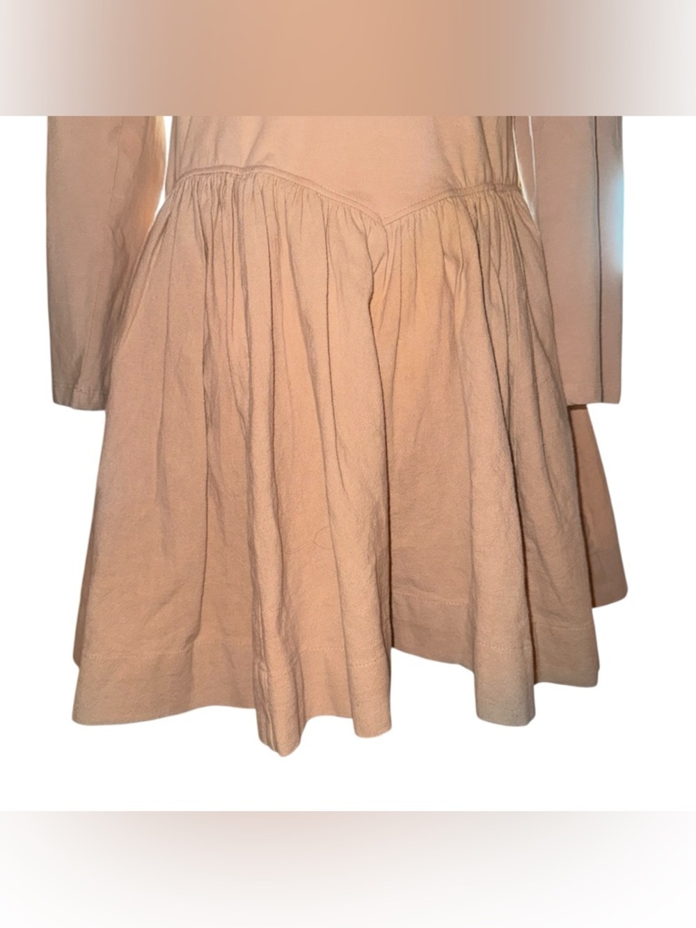 NWT FREE PEOPLE Free-est Onda Drop-Waist Long Sleeve Mini Dress Neutral Size L - Picture 8 of 16